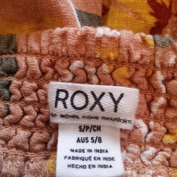 Roxy Cosmic Glow Again Floral Coquette Girl Ruffle Trim Tiered Casual Mini - Picture 7 of 8